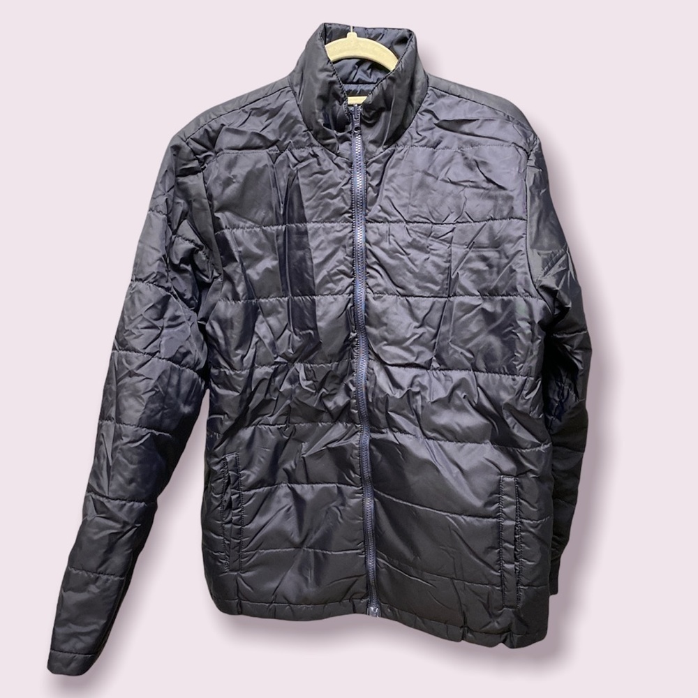 Lands’ End puffer jacket full zip front long sleeve 2 pockets size medium